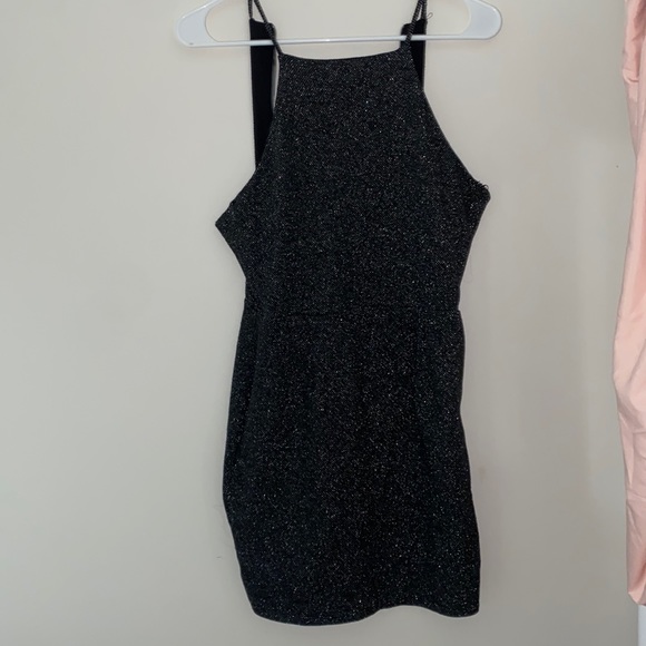Black and silver sparkly halter neck dress! Slightly worn- too big on me - Picture 1 of 4